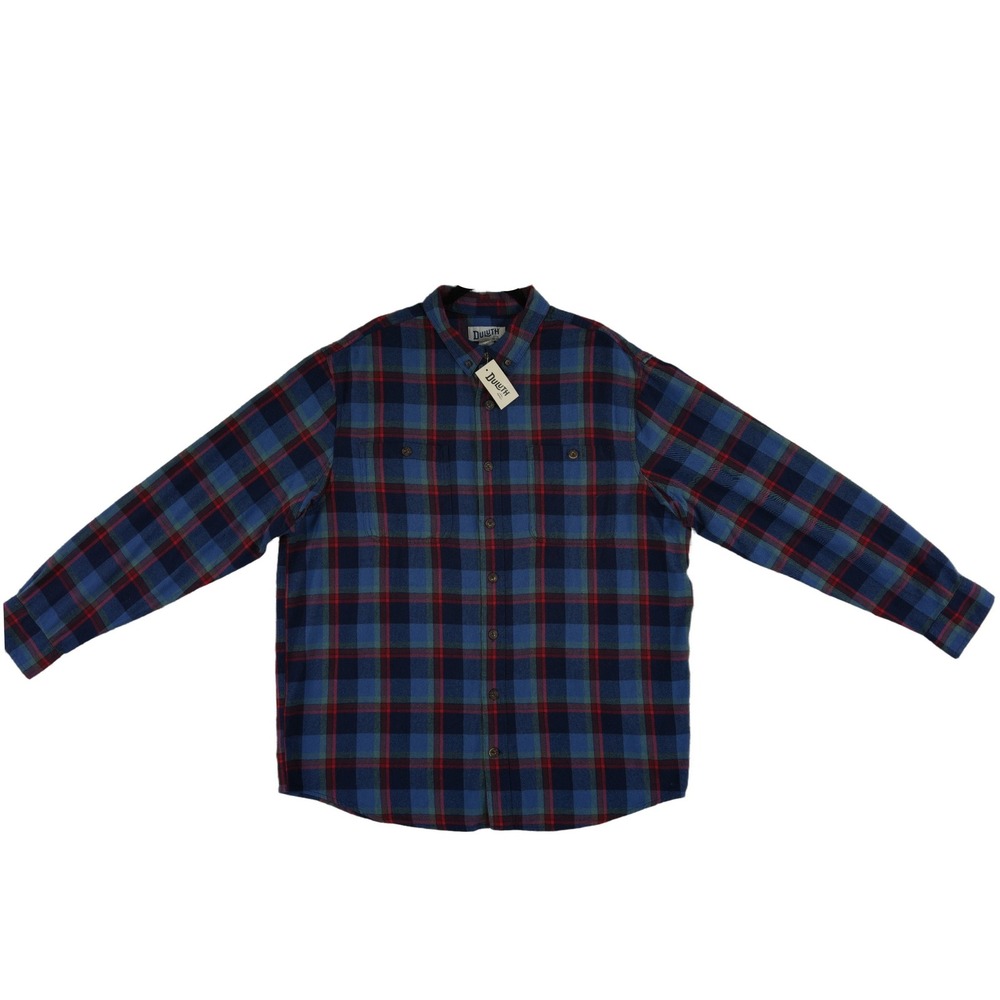 New Duluth Trading Co Flannel Shirt Men's Size XLT Tall Plaid 100% Cotton